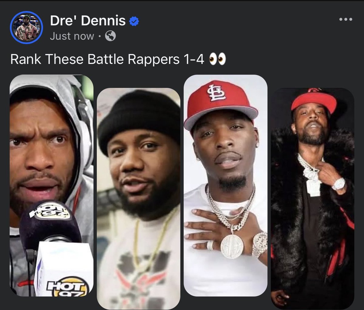 ImDreDennis's tweet photo. Rank These Battle Rappers 1-4 👀 https://t.co/blvHYww9Hh