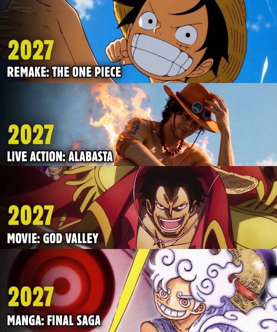 AnimeePost's tweet photo. One Piece taking over 2027 https://t.co/BuyWNDq5Ax