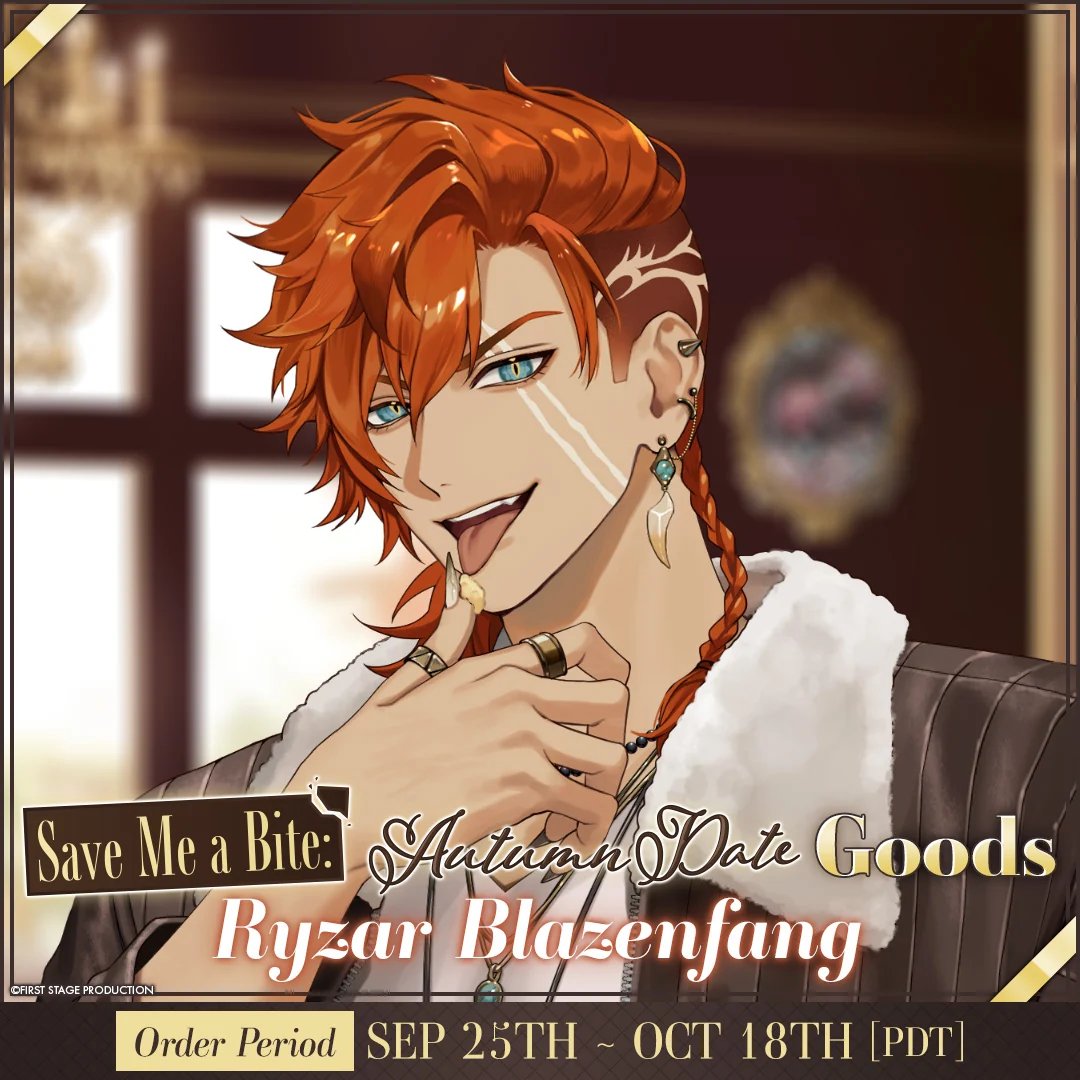 RyzarBlazenfang's tweet photo. consider this your invitation to a date. 🧡

save me a bite: autumn date goods &amp; voice are now available for preorder for a limited time.

shall we then? 🧁 https://t.co/ZbXap3uCVg