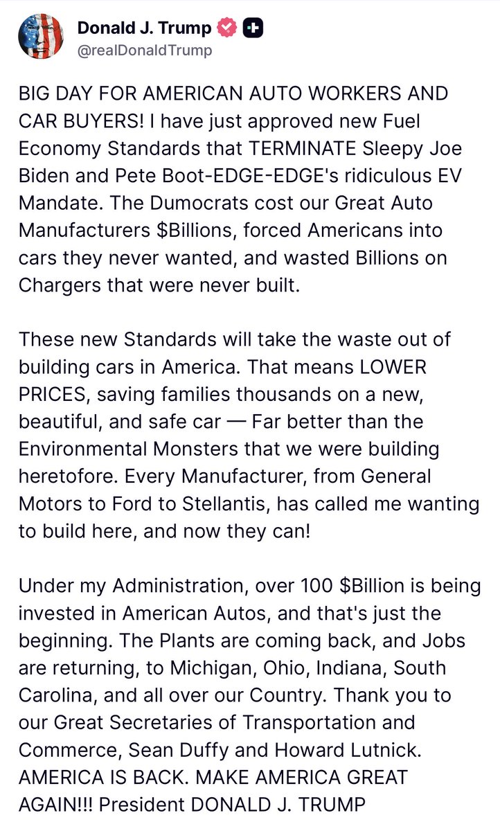 MAGAVoice's tweet photo. 🚨 President Trump just dropped this BANGER

HE’S PUTTING AMERICAN AUTO WORKERS 1ST https://t.co/08LWn7FOxE
