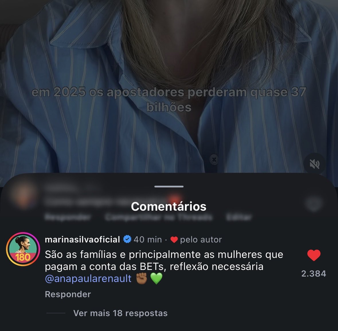 faahlso's tweet photo. O Lula e a Marina Silva comentaram no vídeo da Ana Paula “sua voz potente ajuda a mostrar o que as bets estão fazendo com as famílias” “reflexão necessária!” https://t.co/9dgRrn5FpH