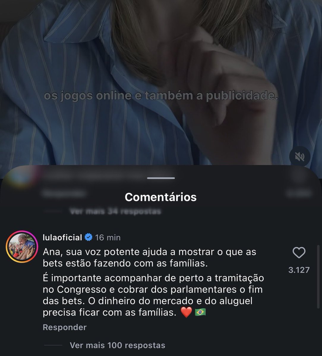 faahlso's tweet photo. O Lula e a Marina Silva comentaram no vídeo da Ana Paula “sua voz potente ajuda a mostrar o que as bets estão fazendo com as famílias” “reflexão necessária!” https://t.co/9dgRrn5FpH
