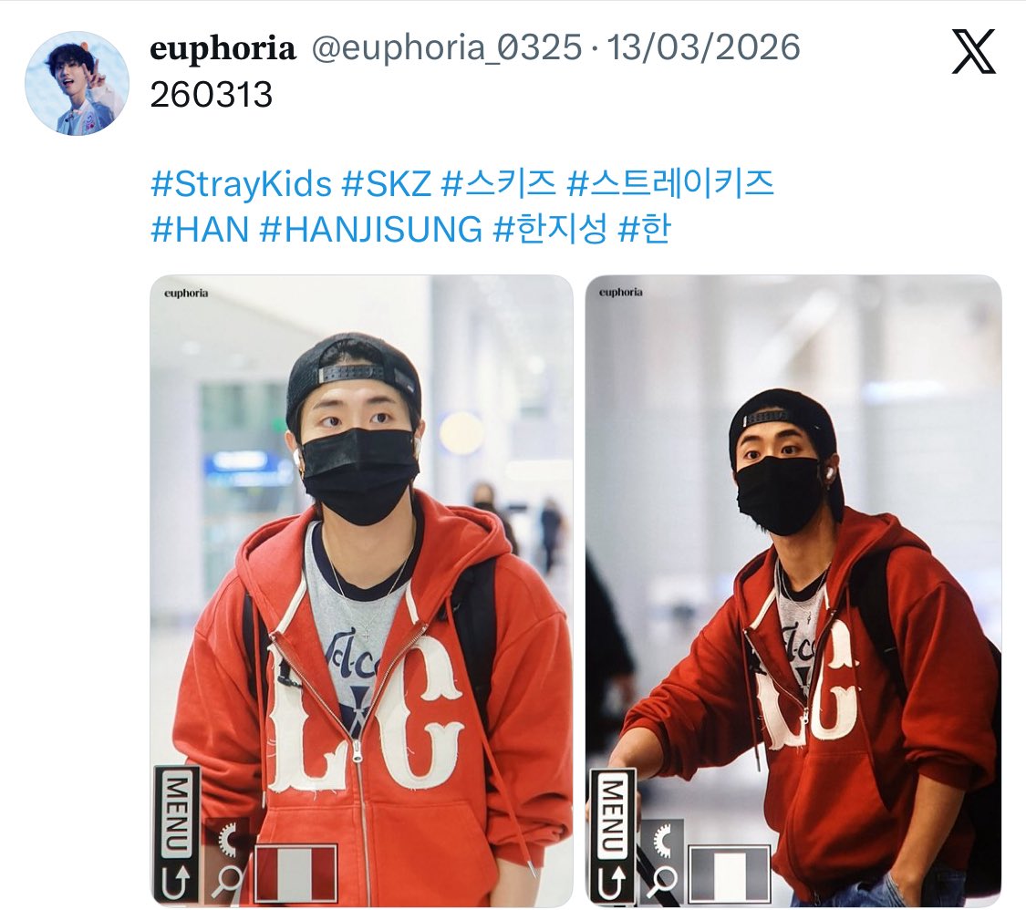 mixxsung's tweet photo. also back in march han had a personal schedule that nobody knew about, yet euphoria was somehow already there taking his pictures at the airport… it wasn’t even a brand schedule so how tf did she know his flight timings? this just proves she indeed stalks him https://t.co/Oz2jhMPEG1