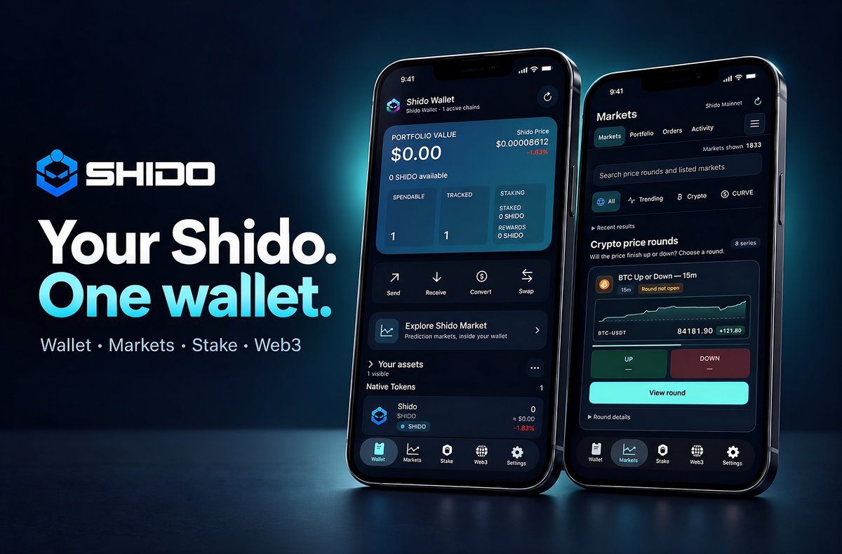 ShidoNetwork's tweet photo. Shido Wallet is evolving.

The latest update brings Shido Market directly into the wallet. Access every market and trade seamlessly in-app.

Your Shido. One Wallet.

Launching in 2026. https://t.co/RJjdiKWs4G