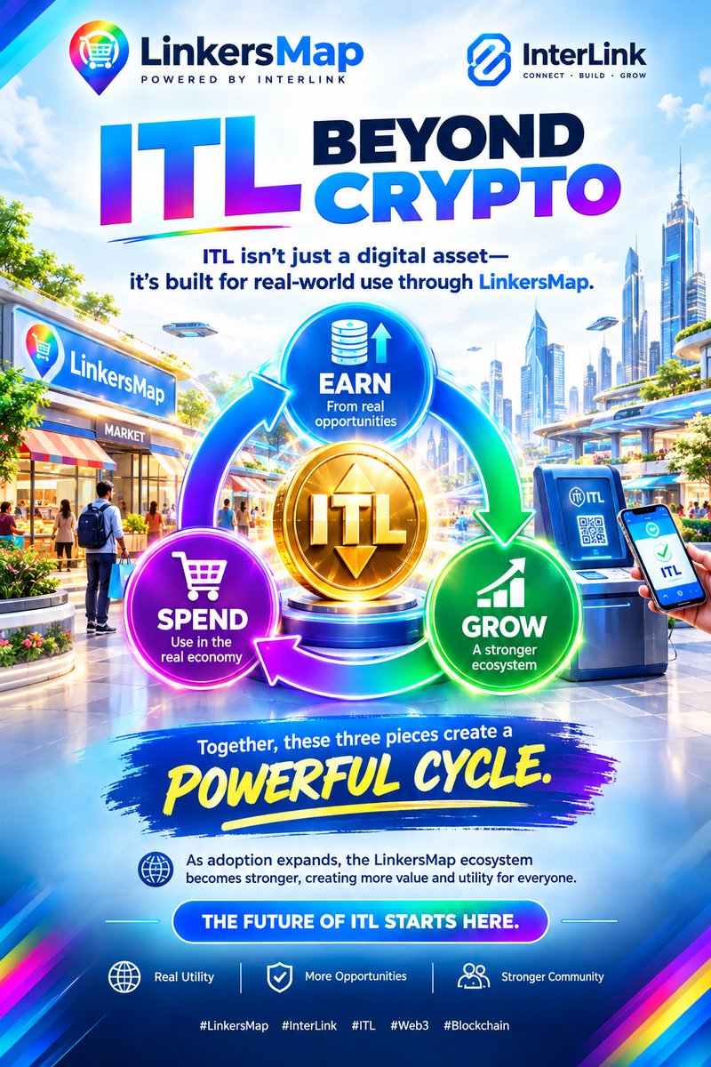 bmbtiger's tweet photo. ITL Beyond Crypto

ITL isn't just a digital asset—it's built for real-world use through LinkersMap.

🔄 Earn • Spend • Grow

A simple cycle powering a stronger ecosystem with real utility.

🌍 The future of ITL starts here.
 #InterLink #ITLG #ITL https://t.co/bMPqJp1SzV