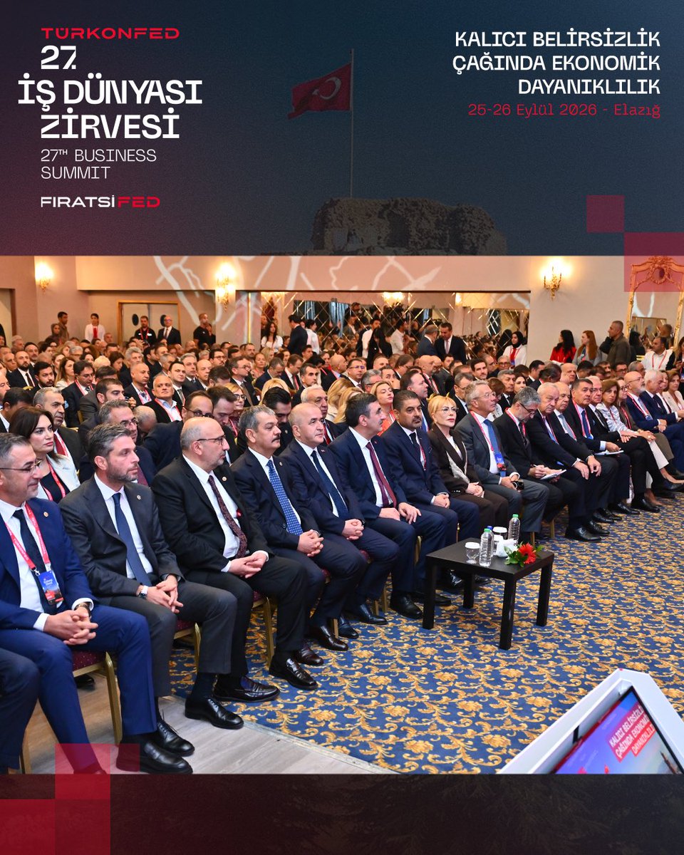 turkonfed's tweet photo. 27. İş Dünyası Zirvesi’nin ikinci gününde Elazığ’da iş dünyası ve kamu temsilcilerini bir araya getiren önemli buluşmalar gerçekleşti. T.C. Cumhurbaşkanı Yardımcısı Cevdet Yılmaz, Elazığ Valisi Numan Hatipoğlu, Elazığ Belediye Başkanı Şahin Şerifoğulları ve iş dünyasının temsilcilerinin katılımıyla gerçekleşen programda, Türkiye ekonomisinin gündemi, bölgesel kalkınma ve iş dünyasının geleceğine ilişkin değerlendirmeler paylaşıldı.

#turkonfedzirve @firatsifed