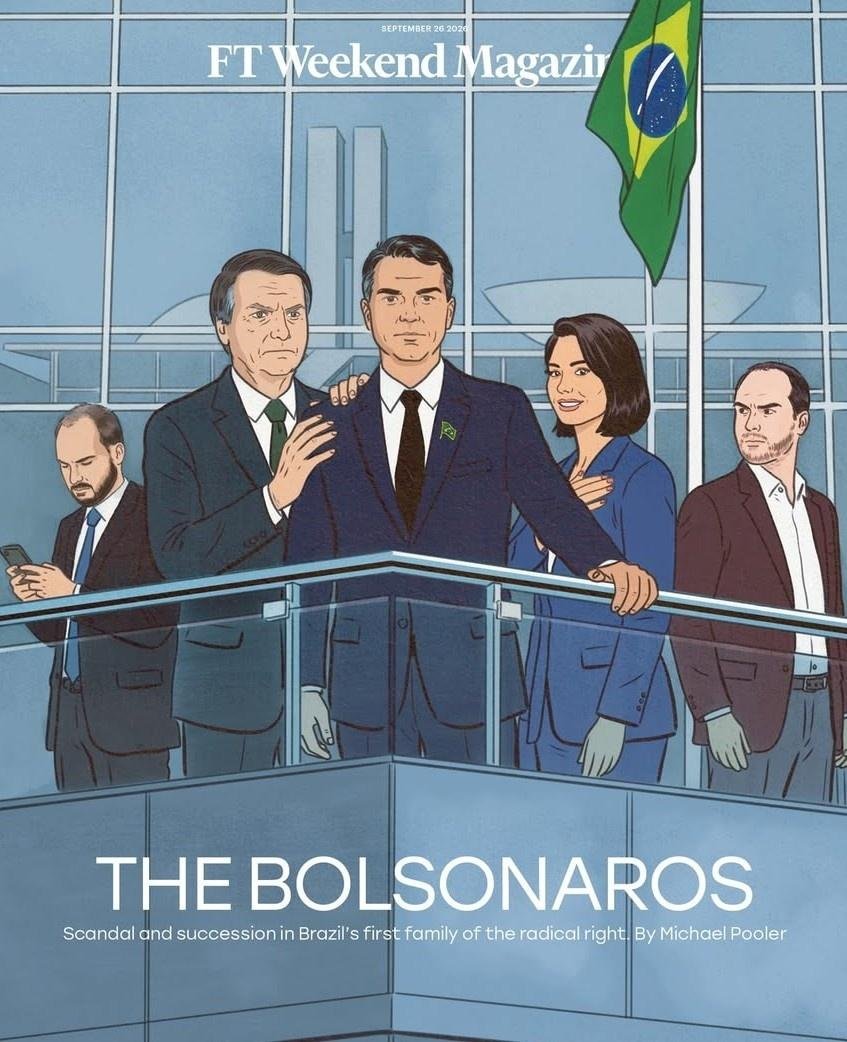 republiqueBRA's tweet photo. ✍🏻 📰 Família Bolsonaro é tema de reportagem de capa da revista britânica Financial Times, intitulada “Escândalo e sucessão na Casa dos Bolsonaro”, que descreve o clã como uma família “tão radical quanto disfuncional”. https://t.co/PT7VEzhMBz