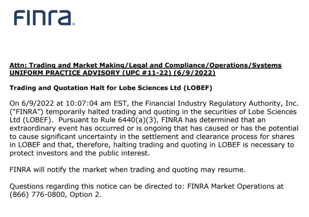 RareDealsHere's tweet photo. Not everyone has 30 minutes to watch the video in the quote post, but let me show some of what you'd learn from watching! @FBI @VP @TheJusticeDept

The irony of a FINRA U3 halt notice being called "Uniform Practice Advisory" is that it's FINRA's claim that they handle similar situations the same way - "Uniform Practice".

The first image shows the 2012 U3 halt of CPMK. This example is very similar to MMTLP because there allegedly was uncertainty regarding the dividend and ex-date (settlement and clearance).

In CPMK, FINRA halted trading, resumed trading, and with their rule 11893 they nullified trades made on certain dates. 

FINRA claims they needed to halt MMTLP to protect hypothetical investors that "MIGHT'VE" been able to open new positions in MMTLP after 12/8, not aware that they wouldn't be entitled to the distribution. But the messaging from brokerages indicates that investors wouldn't have been allowed to make New Buys after 12/8.

So there's that and there's the Rule 11893 that would've allowed FINRA to nullify those transactions, but FINRA instead chose to halt trading for everyone and forcing unreconciled obligations to transfer into a non-tradeable security?

Images 2 & 3 shows that FINRA knows how to work with the issuer and the exchange to modify dates during a halt, and then resume trading. Why wasn't this an option for MMTLP?

Image 4 is the MMTLP UPC Advisory notice. The issue isn't made clear like in the other examples, and instead of providing a plan to resume trading, FINRA immediately made it clear that the halt would end concurrently with the Deletion of the MMTLP Trading Symbol, which meant that the halt would be permanent because Deleting the Symbol makes it impossible to trade. 

FINRA also tried to conflate Symbol Deletion Effective 12/13/22, with Share Cancellation but they conveniently left out that Share Cancellation was to occur on 12/14/22 after the close of business. FINRA introduced this incorrect 12/13/22 date as being the most important date in both MMTLP Corporate Actions and the UPC Advisory notice, but they waited until their March 2023 FAQ to acknowledge that 12/14/22 was the true date of the planned EXCHANGE and MMTLP Share Cancellation.

And when you click the provided link in the MMTLP UPC notice, it takes you to an outdated prospectus that didn't yet include the 12/14/22 date. Yet at the time of the notice there already existed an 11/18/22 version of that same prospectcus that DID include the 12/14/22 after the close of business MMTLP Share Cancellation Date, but NOTHING about a 12/13/22 Symbol Deletion Date.

Why the lack of uniformity!?