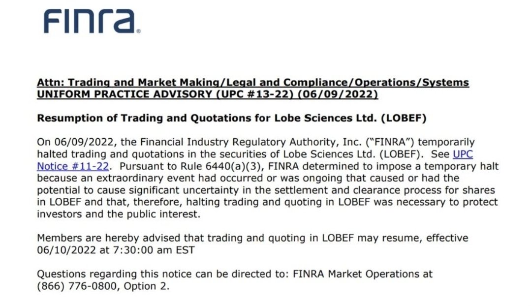 RareDealsHere's tweet photo. Not everyone has 30 minutes to watch the video in the quote post, but let me show some of what you'd learn from watching! @FBI @VP @TheJusticeDept

The irony of a FINRA U3 halt notice being called "Uniform Practice Advisory" is that it's FINRA's claim that they handle similar situations the same way - "Uniform Practice".

The first image shows the 2012 U3 halt of CPMK. This example is very similar to MMTLP because there allegedly was uncertainty regarding the dividend and ex-date (settlement and clearance).

In CPMK, FINRA halted trading, resumed trading, and with their rule 11893 they nullified trades made on certain dates. 

FINRA claims they needed to halt MMTLP to protect hypothetical investors that "MIGHT'VE" been able to open new positions in MMTLP after 12/8, not aware that they wouldn't be entitled to the distribution. But the messaging from brokerages indicates that investors wouldn't have been allowed to make New Buys after 12/8.

So there's that and there's the Rule 11893 that would've allowed FINRA to nullify those transactions, but FINRA instead chose to halt trading for everyone and forcing unreconciled obligations to transfer into a non-tradeable security?

Images 2 & 3 shows that FINRA knows how to work with the issuer and the exchange to modify dates during a halt, and then resume trading. Why wasn't this an option for MMTLP?

Image 4 is the MMTLP UPC Advisory notice. The issue isn't made clear like in the other examples, and instead of providing a plan to resume trading, FINRA immediately made it clear that the halt would end concurrently with the Deletion of the MMTLP Trading Symbol, which meant that the halt would be permanent because Deleting the Symbol makes it impossible to trade. 

FINRA also tried to conflate Symbol Deletion Effective 12/13/22, with Share Cancellation but they conveniently left out that Share Cancellation was to occur on 12/14/22 after the close of business. FINRA introduced this incorrect 12/13/22 date as being the most important date in both MMTLP Corporate Actions and the UPC Advisory notice, but they waited until their March 2023 FAQ to acknowledge that 12/14/22 was the true date of the planned EXCHANGE and MMTLP Share Cancellation.

And when you click the provided link in the MMTLP UPC notice, it takes you to an outdated prospectus that didn't yet include the 12/14/22 date. Yet at the time of the notice there already existed an 11/18/22 version of that same prospectcus that DID include the 12/14/22 after the close of business MMTLP Share Cancellation Date, but NOTHING about a 12/13/22 Symbol Deletion Date.

Why the lack of uniformity!?
