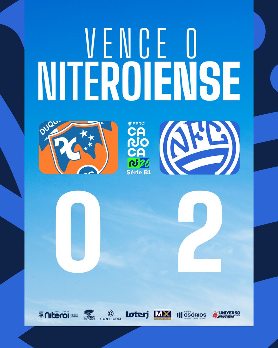 niteroiensefc's tweet photo. 💙🤍 VENCE O NITEROIENSE!

QUE VITÓRIA! O Niteroiense venceu o Duque de Caxias por 2 a 0, fora de casa, e encerrou a invencibilidade do então líder da Série B1.

Uma vitória enorme, construída com muita entrega do início ao fim. O Niteroiense segue mostrando a força dessa camisa! https://t.co/ro29YYtnPF