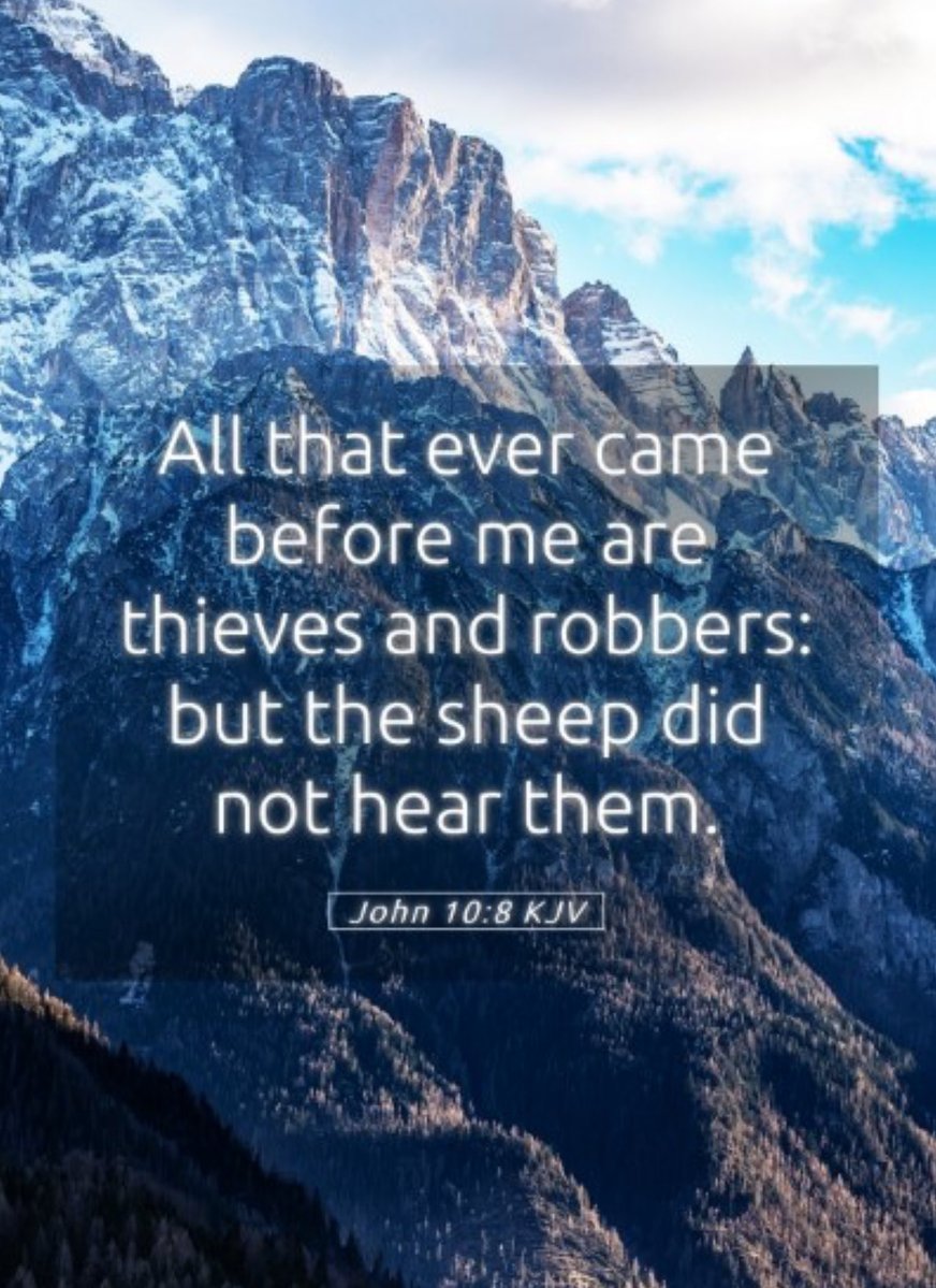 One_Of_His's tweet photo. Speaking of Himself:

John 10:4-5 KJV
“And when he putteth forth his own sheep, he goeth before them, and the sheep follow him: for they know his voice.

And a stranger will they not follow, but will flee from him: for they know not the voice of strangers.”
#ThingsJesusSaid https://t.co/XUiFyDw4TX