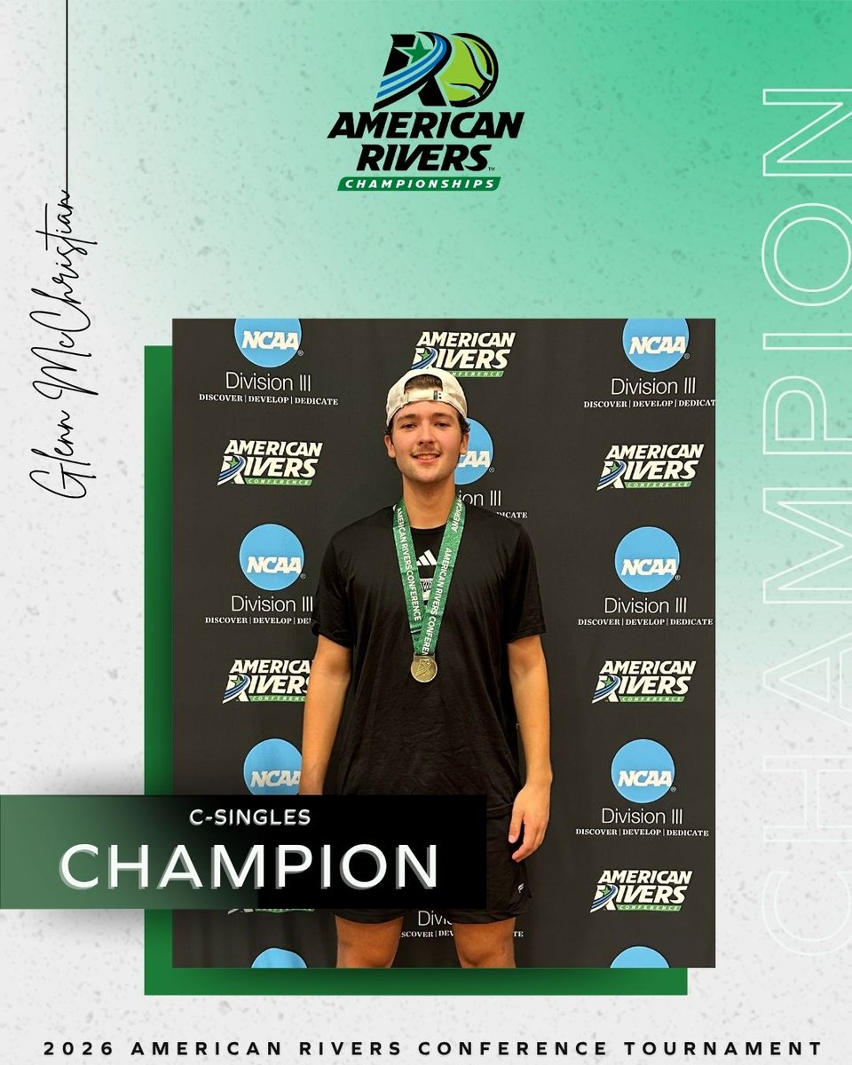 AmerRiversConf's tweet photo. M🎾: 𝗠𝗲𝗻'𝘀 𝗧𝗲𝗻𝗻𝗶𝘀 𝗖-𝗦𝗶𝗻𝗴𝗹𝗲𝘀.

🥇: Glenn McChristian, @NWUSports 
🥈: Joseph Wright, @CentralDutch 
🥉: Seth VandenBerg, @CentralDutch 

#rollriversMTN https://t.co/Yl4In0bKHM
