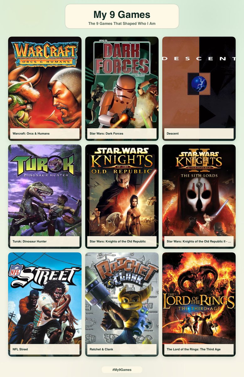 Shikari_Dill's tweet photo. I’ll jump on the “my 9 games” thing. These 9 are hugely foundational games for me https://t.co/zyFHaxakV4