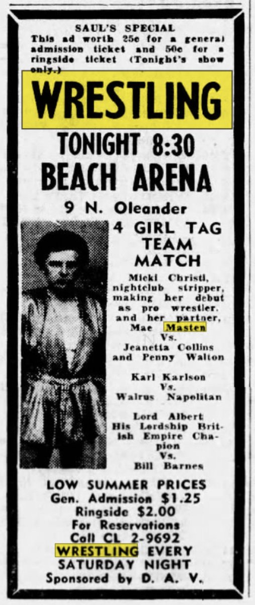 Marcos_editor_0's tweet photo. O jornal Daytona Beach News-Journal
Notícias da noite de Daytona Beach

Daytona Beach, Flórida · Sábado, 4 de outubro de 1958

Penny Walton And Jeanette Collins vs Micki Cristo And Mae Matson #Wrestling #JeanetteCollins #MaeMatson #PennyWalton https://t.co/2ROrS8qf5n