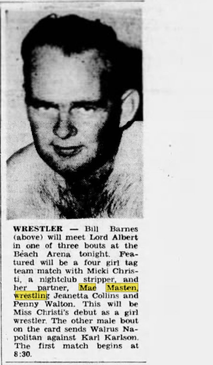 Marcos_editor_0's tweet photo. O jornal Daytona Beach News-Journal
Notícias da noite de Daytona Beach

Daytona Beach, Flórida · Sábado, 4 de outubro de 1958

Penny Walton And Jeanette Collins vs Micki Cristo And Mae Matson #Wrestling #JeanetteCollins #MaeMatson #PennyWalton https://t.co/2ROrS8qf5n