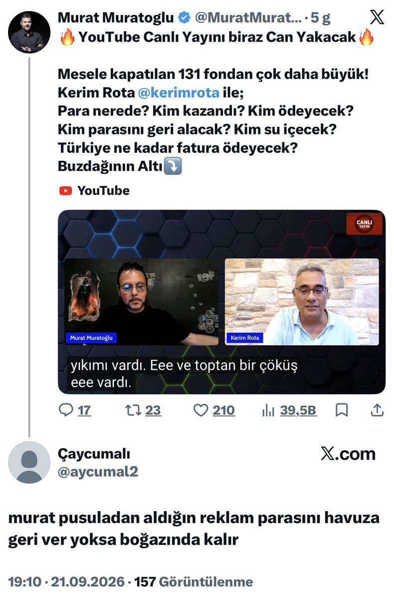 fatihtezcan's tweet photo. Düne kadar Pusula’nın reklamını yapıp parasını alan Murat Muratoğlu bugün “2001 krizine benzemiyor mu aaaabi” diye kaosçuluk yapıyor! Desteklediği dolandırıcı da Silivri’de yatıyor! Bu milleti 100 sene nasıl dolandırdıklarını buradan çözün! Tiynetleri bu! @adalet_bakanlik https://t.co/5b91cSsYM2