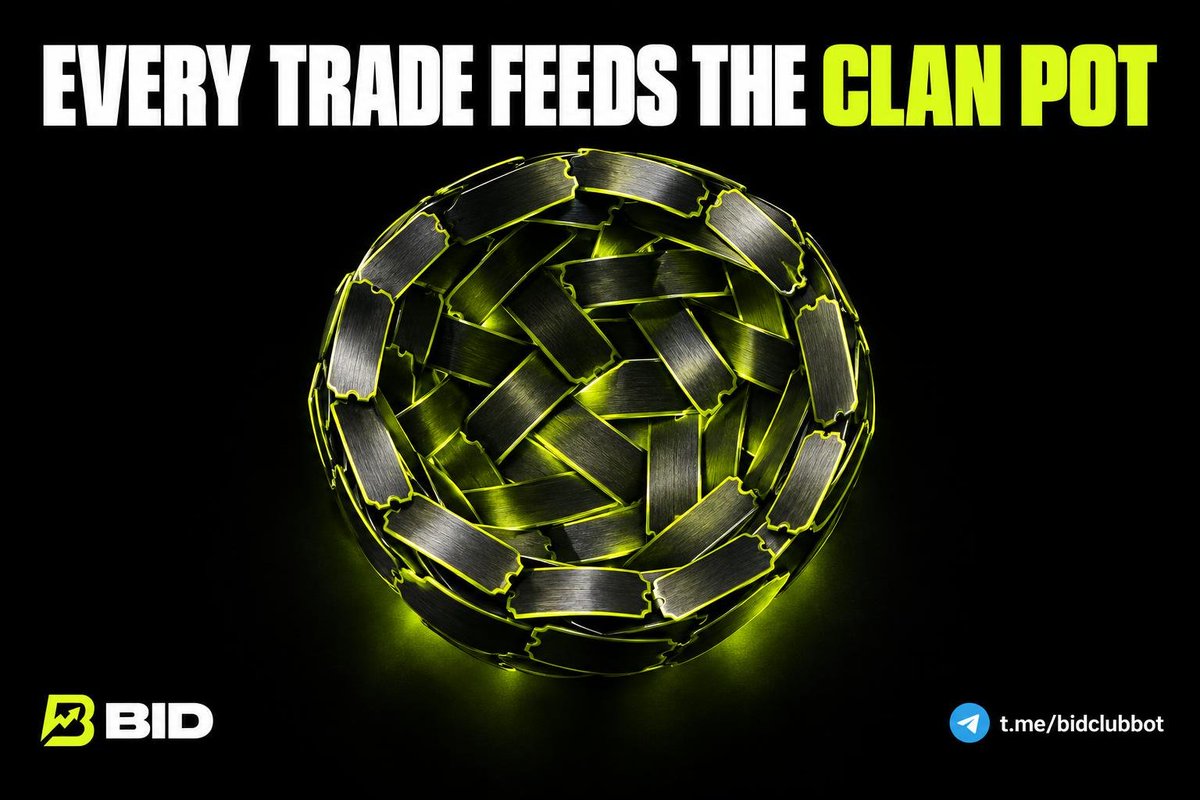 TheBidApp's tweet photo. Who funds BID's monthly Clan Pot?
Every trade contributes, including trades in DMs. Clans compete for it on realized PnL—so your group can enter a race the whole app helps fund.

https://t.co/F4xwmLAE2v https://t.co/DbTIKIH2qb