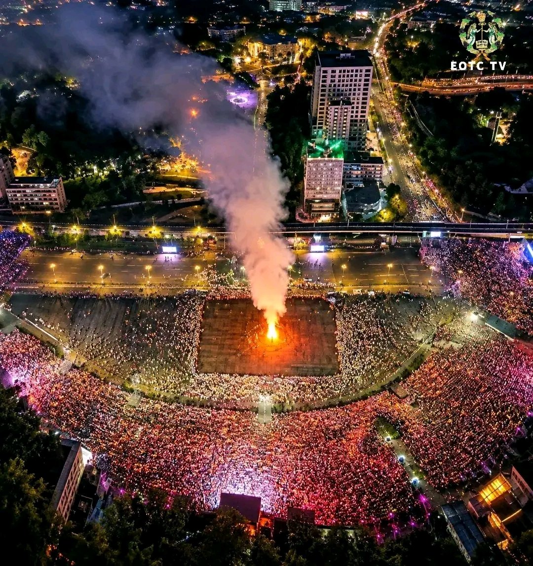 fanatelevision's tweet photo. IN PICTURES | A breathtaking look at #Meskel-Demera from above, as the #Demera flame illuminated Meskel Square and thousands gathered for one of #Ethiopia’s most cherished religious and cultural celebrations.

Photo courtesy of EOTC Broadcasting Service Agency. https://t.co/hkkAy29vGH