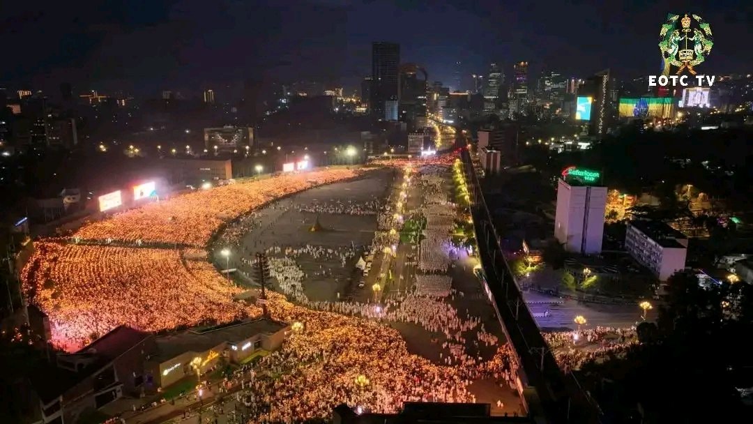 fanatelevision's tweet photo. IN PICTURES | A breathtaking look at #Meskel-Demera from above, as the #Demera flame illuminated Meskel Square and thousands gathered for one of #Ethiopia’s most cherished religious and cultural celebrations.

Photo courtesy of EOTC Broadcasting Service Agency. https://t.co/hkkAy29vGH