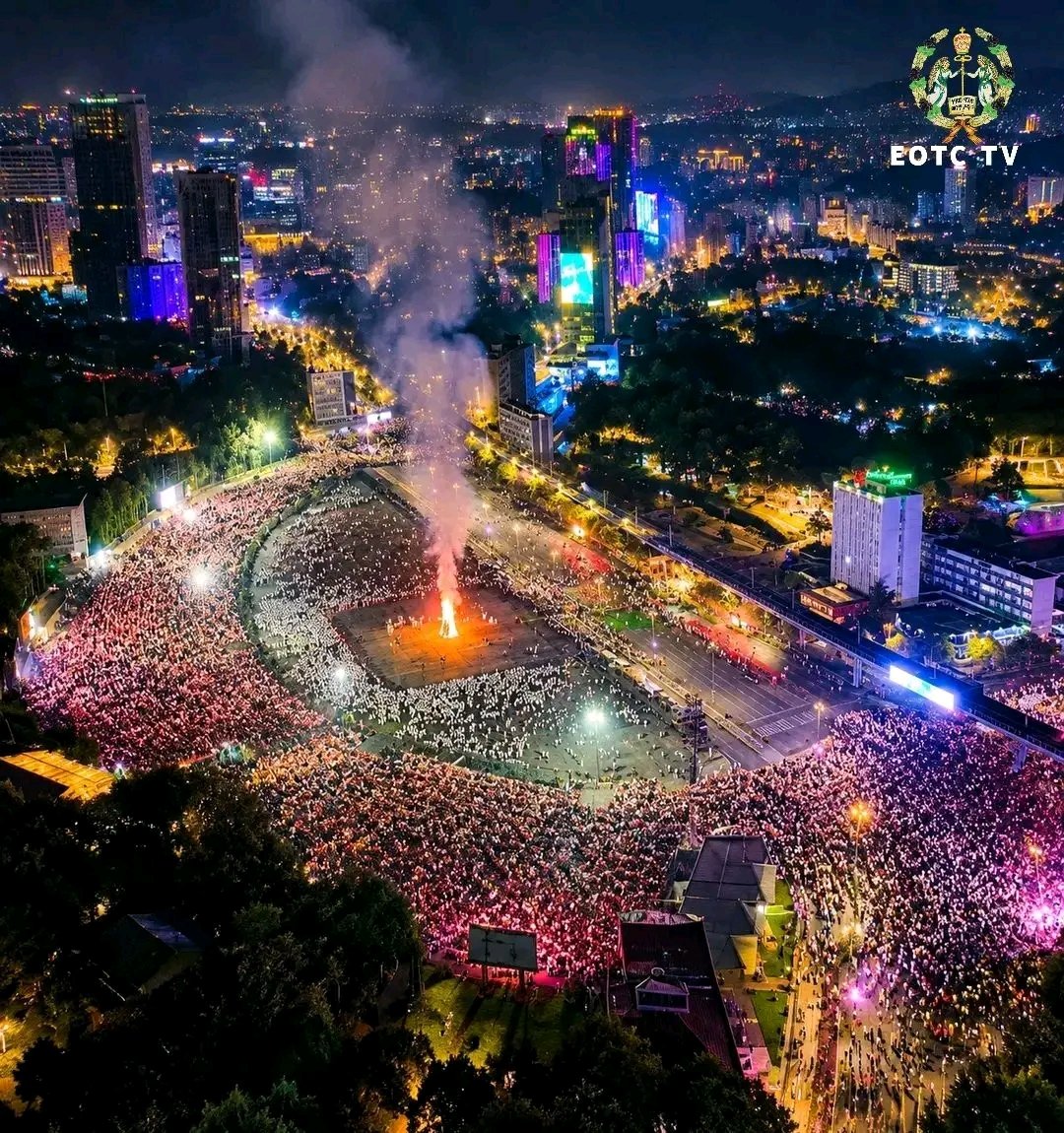 fanatelevision's tweet photo. IN PICTURES | A breathtaking look at #Meskel-Demera from above, as the #Demera flame illuminated Meskel Square and thousands gathered for one of #Ethiopia’s most cherished religious and cultural celebrations.

Photo courtesy of EOTC Broadcasting Service Agency. https://t.co/hkkAy29vGH