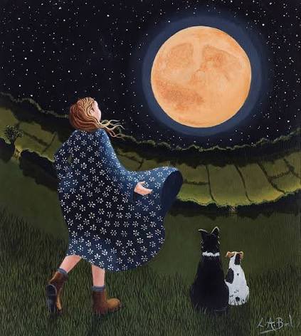ArtGuideAlex's tweet photo. Harvest Moon #LucyAlmeyBird #HarvestMoon https://t.co/NZlEaScquw