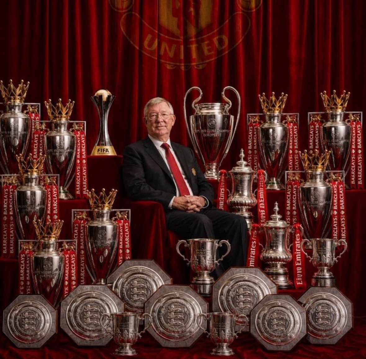 RyanHar03692827's tweet photo. He won everything by building world class teams and making  players world class  not throwing money about and cheating 🤷

Thats whys hes the real goat 🐐 🤴 
#GlazersRatcliffeOut https://t.co/dMuhW0xrWI