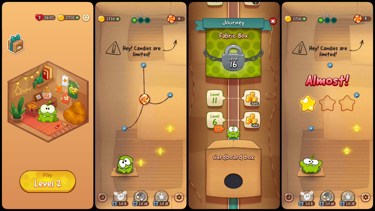 MobileGamesNET's tweet photo. 💀 'CUT THE ROPE' just got an update that completely changed the game in the worst ways:

➤ Three stars required to beat a level
➤ Skins removed
➤ Telekinesis power-up replaced
➤ Energy system added
➤ Levels have stages (like Angry Birds 2) https://t.co/p8SNaXD3gM