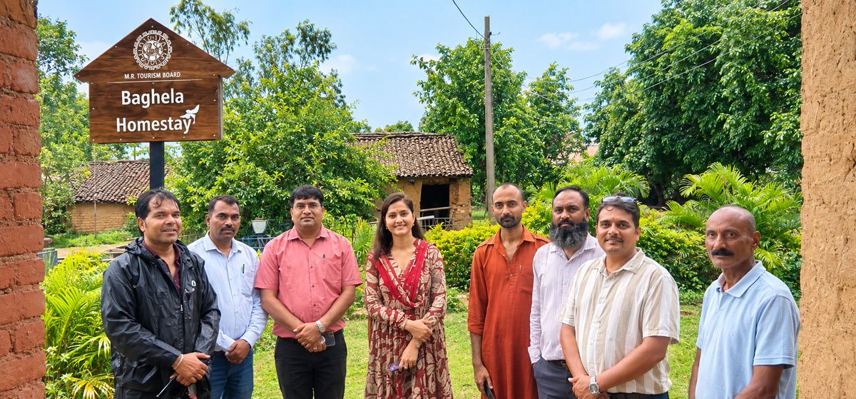 gssmp_org's tweet photo. ग्राम सुधार समिति की पहल के तहत पर्यटन ग्राम पूर्वा के आशा होमस्टे में जनपद पंचायत सीईओ सुश्री प्राची चौबे जी एवं एनआरएलएम, रीवा के डीप��एम श्री अमित मिश्रा जी का बघेली रीति-रिवाजों से स्वागत किया गया। स्थानीय व्यंजनों का स्वाद लेने के बाद गोदहा स्थित बाघेला होमस्टे का भी भ्रमण https://t.co/21OoSFCdX7