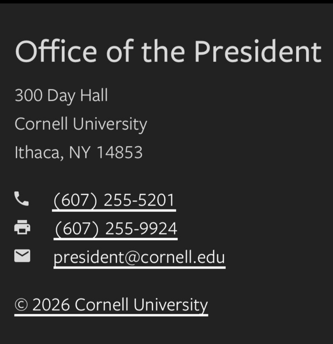DissentFu's tweet photo. Michael Kotlikoff @Cornell decided your daughters should be on campus and in classes with men who rape. 

You should tell him how you feel about that. https://t.co/UyQbIVD39j