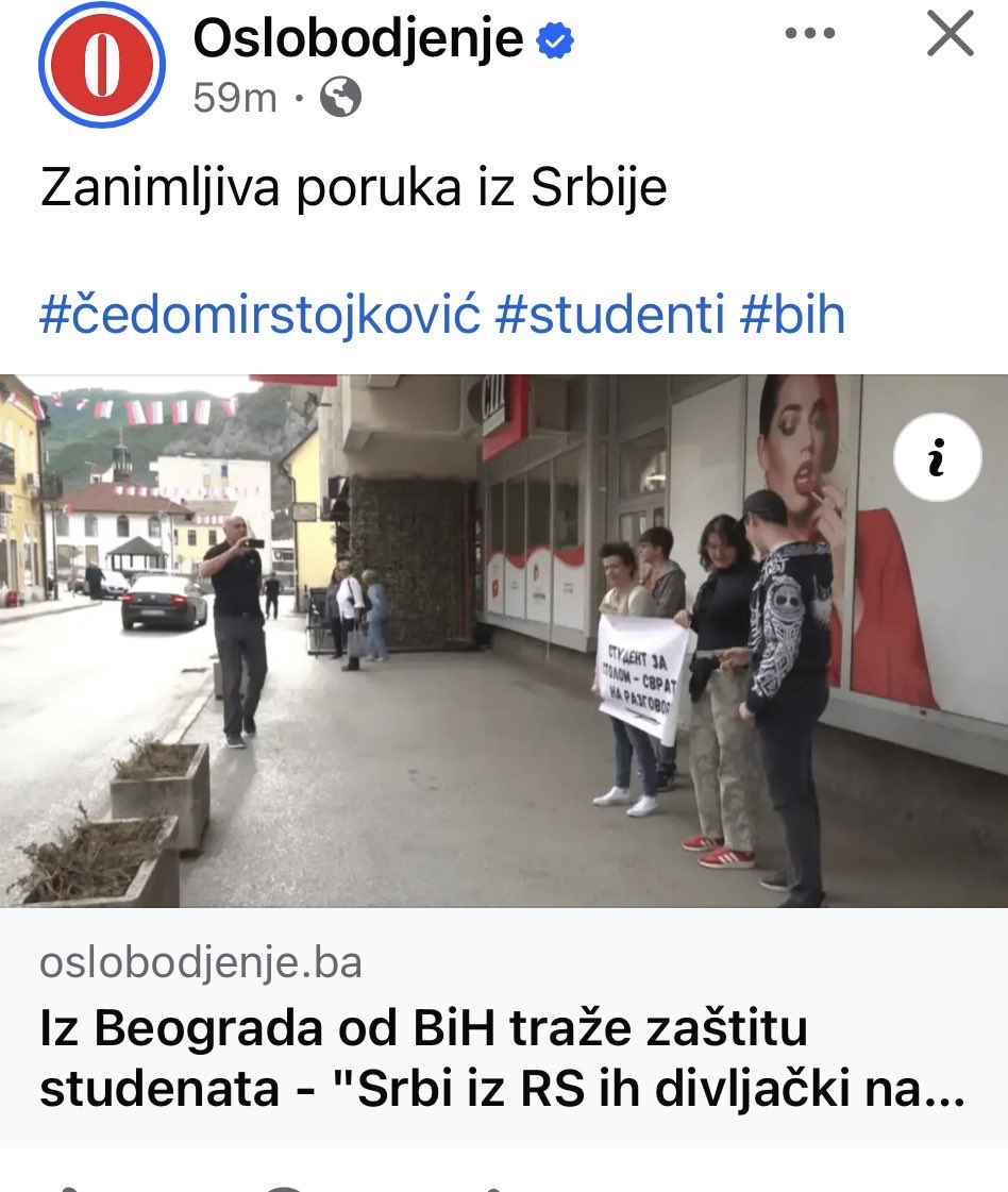 amrabilic's tweet photo. Povod dolaska u Srpsku je da tamo podigli studente na stvaranje Srpskog Sveta i pripajanje SR, sada kada su ih veći cetnici od njih napali,  traže zaštitu. Neki dan su na mostu vezali zastave da nam pokažu da će spojiti Srpsku. Licemjerje ovih ljudi nema granica. Lazne žetve. https://t.co/2vBwizCUYG