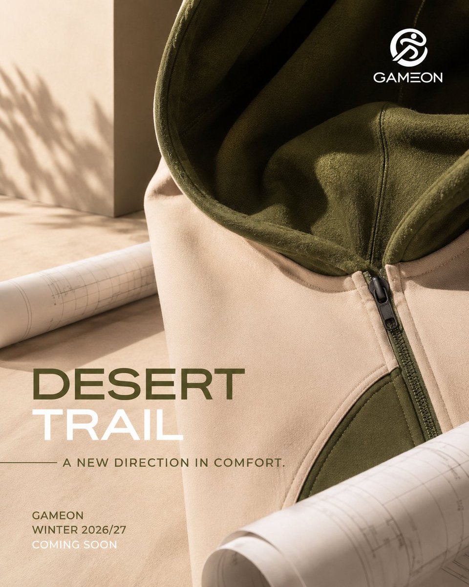 GameOn_Style's tweet photo. 🏜️ DESERT TRAIL
A new direction in comfort.
Inspired by the wild, built for the season — winter layers that move with you, wherever the path leads.
GameOn Winter 2026/27 keeps evolving…
#GameOnStyle #DesertTrail #WinterDrop #ComfortRedefined #GameOnWinter #DesignInMotion #winterfashion