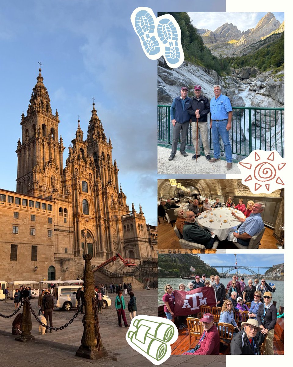 AggieNetwork's tweet photo. From exploring the streets of Lisbon &amp; cruising the Douro River to discovering Santiago de Compostela, the Basque coastline and the Pyrenees, these Aggies experienced Spain and Portugal. 

Book this trip for 2027 or explore other Traveling Aggies trips at the link in our bio! https://t.co/7ue6Djn7Ng
