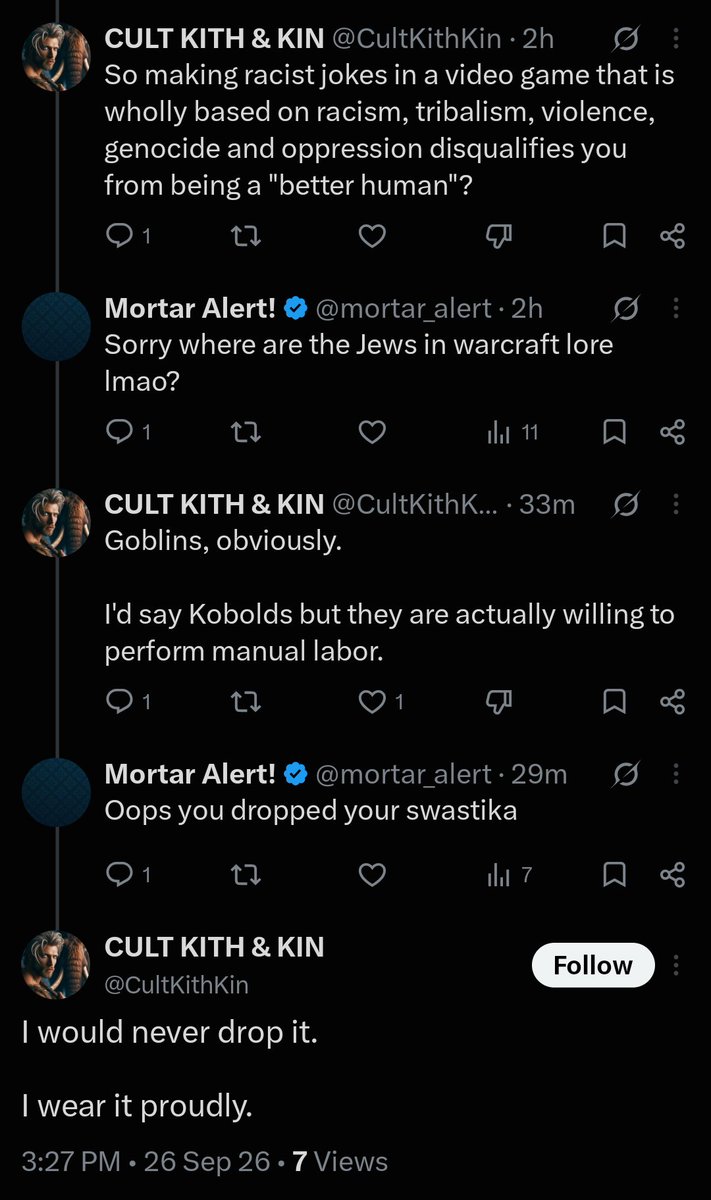mortar_alert's tweet photo. @RichLew22865196 @Tonytwotiem @Ital0hh @Asmongold Woof my b, my replies are full of legit Nazis like this and you caught a stray. Don't worry this is my only account. I never had twitter and joined just to get the Nazis to out themselves https://t.co/t6vDRBlJV5