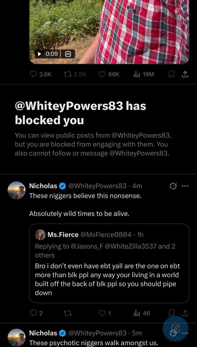 itslaylamiller's tweet photo. Finally got this inbred faggot to block me😂😂 all dude thinks about is colored people but I got him in his feelings😭 @WhiteyPowers83 https://t.co/3qNrikNpGe
