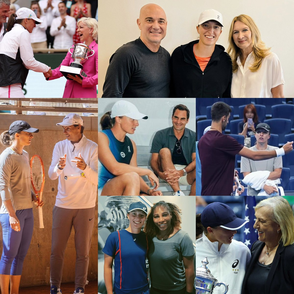 Swiatappen1's tweet photo. No, Iga Swiatek. No puedes tener 25 años y compartir con las más grandes figuras de la historia del tenis 😅 https://t.co/81vYD5Ubgw