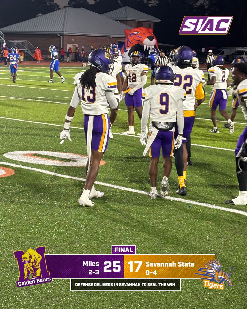 GoldenBearsofMC's tweet photo. Golden Bears erase fourth quarter deficit to earn their second straight road win in Georgia and are squarely in the race for the SIAC crown. Up next: Homecoming against Lane. https://t.co/p9oCOwlGZG