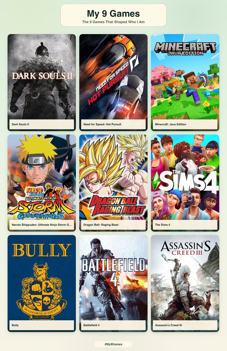 Solluzaa's tweet photo. me and the 9 games that shaped me https://t.co/zo6jEgBEKm