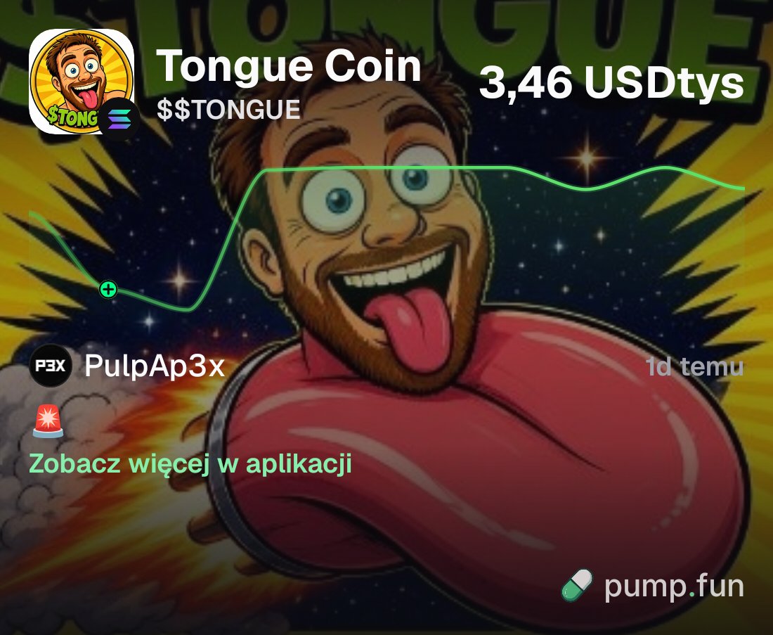 tonguesoll's tweet photo. Some coins have utility.
Some coins have a team.
We have a guy with giant eyes and his tongue out.
@tonguesoll
$TONGUE https://t.co/ZCQmKeSNbN