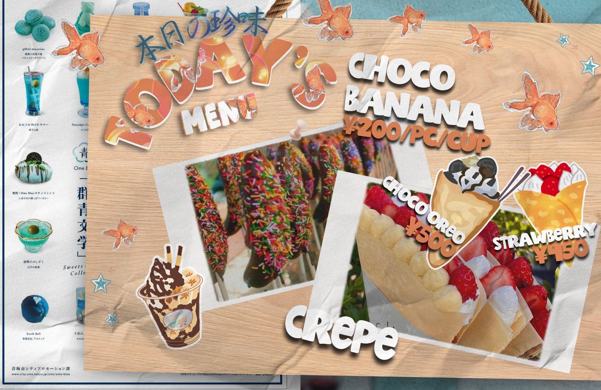 shuwaasa's tweet photo. ᅠ
ᅠ
ᅠ本日のおすすめ · today’s pick . ݁₊ ⊹ 
ᅠBANANA CHOCO · CREPE

ᅠpisang    manis,    cokelat,    dan    crepe 
ᅠhangat yang  dibuat  untuk  menemani 
ᅠlangkahmu menyusuri pesisir.

ᅠavailable today from 08:00 - 22:00 
ᅠGMT+7 at しゅわ〜サ! ༄𓂃 𓈒𓏸
ᅠ
ᅠ https://t.co/p9LkLjwVya