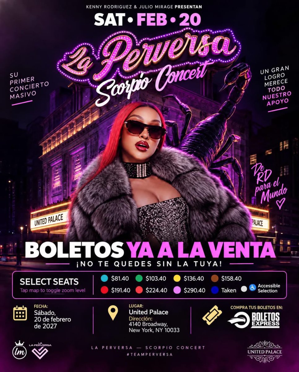 carlenisg22's tweet photo. 🚨 Atención: se viene una noche para recordar. 💜🔥🦂 #laperversa #teamperver #unitedpalace https://t.co/ge2oKaVG0K