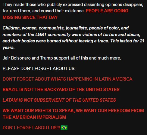 porradriel_'s tweet photo. We are not animals, we are PEOPLE.
PLEASE SPREAD AWARENESS ABOUT WHAT'S HAPPENING IN BRAZIL AND IN OTHER COUNTRIES IN LATIN AMERICA!! https://t.co/WdV9FkEG7E