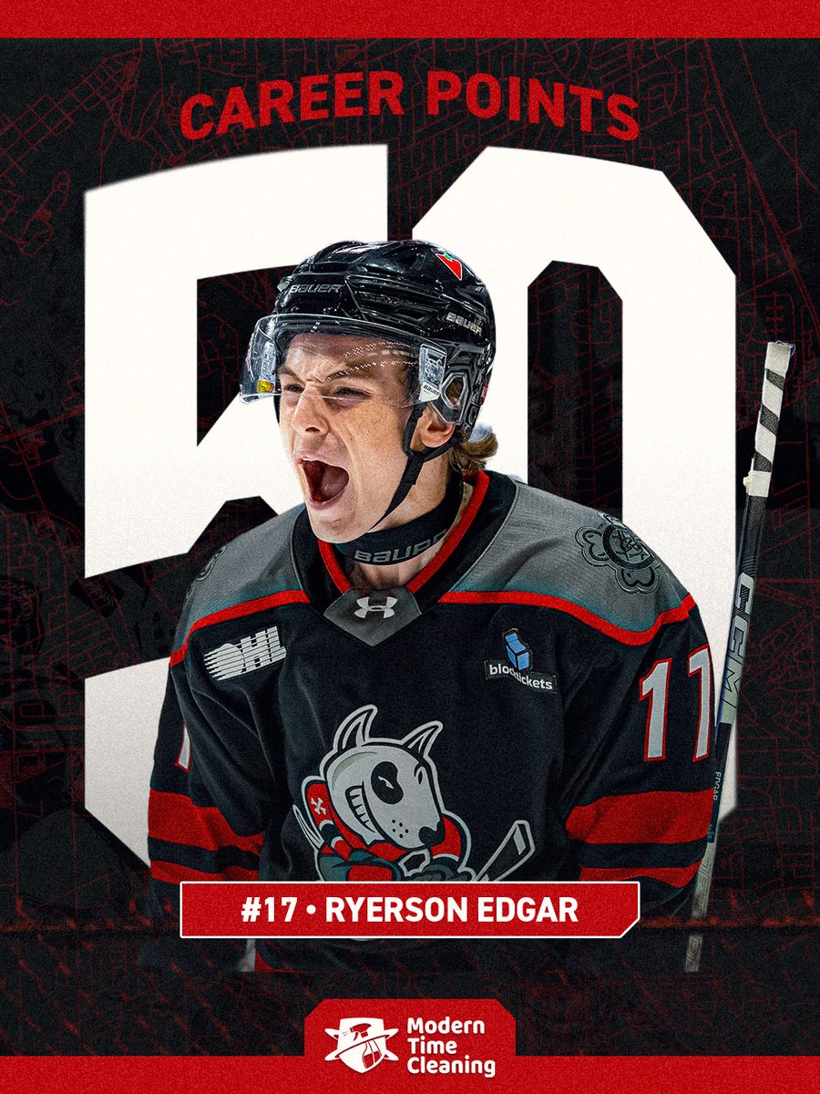 OHLIceDogs's tweet photo. Simply Sensational. 💫

With the assist on Reyth Smith's goal, #NHLDraft Eligible forward Ryerson Edgar has notched 50 career @OHLHockey points!  

#DogCountry https://t.co/ElxS3gD9Kr