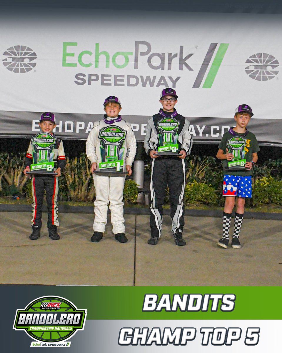 USLegendCars's tweet photo. Daylen Pennington was snubbed on Friday, but got the job done on Saturday at @EchoParkSpdwy in the Bandits Division!

1st: Daylen Pennington 
2nd: Casen Tate
3rd: Connor Sanders
4th: Maverick Bradshaw (np)
5th: Giovanni Anderlini 

#BandoNats | #INEX https://t.co/7XuEGHpFvQ