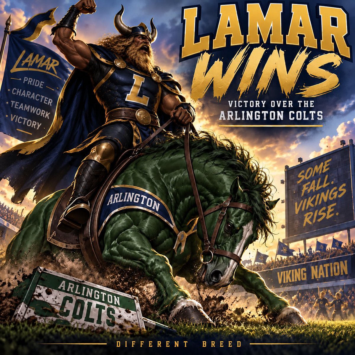 lamarvikings's tweet photo. ⚔️ VIKINGS WIN! ⚔️

The Vikes take TWO over Arlington! 🔥

🏈 Varsity: Lamar 41 | Arlington 31
🏈 Freshman: Lamar 28 | Arlington 14

Great night for the NORTHSIDE! Keep stacking wins! 💪

#VFND | #WinTheDay | #ELEVATE https://t.co/abZAUml3ET