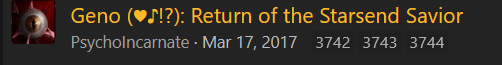 MagicMushMM's tweet photo. The Geno thread for Brawl is 441 pages, 18,000 posts.

The Geno thread for Smash 4 is only 96 pages, around 4,000 posts.

...The Geno thread for Ultimate is 3744 pages and over 150,000 posts

This may have finally convinced me, Ultimate needs its own separate video https://t.co/nd1OFFIHL6