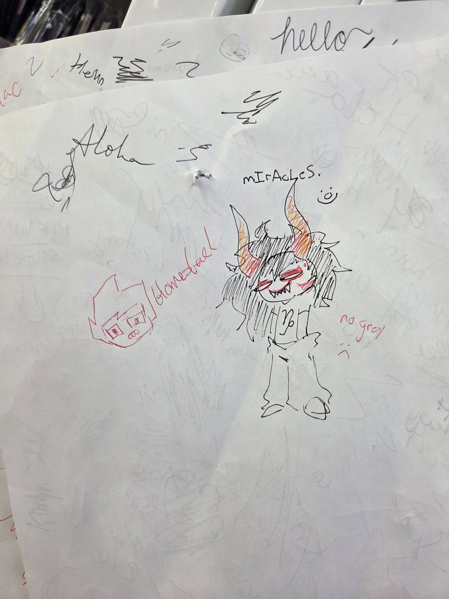 __ozae's tweet photo. whoever visited the ebisu in oklahoma and drew john egbert on the scratch paper. you have my respect And i drew a gamzee of course https://t.co/TNZSz8n0OI