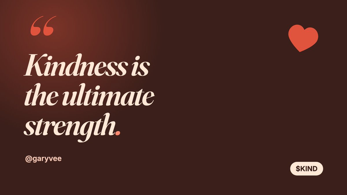 Kindnesss_sol's tweet photo. "Kindness is the ultimate strength."
- @garyvee

he wrote a whole article on it. then spent his saturday proving it, gifting series 1s to people hurt in the magic eden hack

$KIND is the internet tipping him back 🤝 https://t.co/OptDMkCWXx