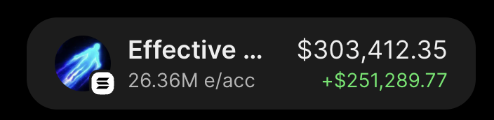 nori_xbt's tweet photo. did absolutely nothing with my $e/acc bag today

and somehow it added another $251K in profit...

sometimes the hardest part of a trade is knowing when not to touch it

still holding...

let the bag do the work for me... https://t.co/atL5bLF4kZ