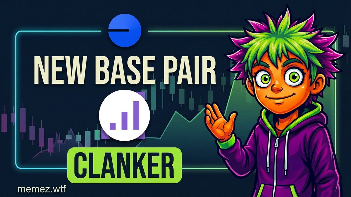 memezdotwtf's tweet photo. 🔵 New on Base: $CLANKER pairing.

Launch your coin paired with CLANKER on https://t.co/iRxvUnhlup. Set a 1–10% sell tax and every sale buys CLANKER.

Rewards start at graduation: the accumulated CLANKER begins dripping to eligible holders, by weight, every hour.

Pair beyond native → https://t.co/82GqV8pTA4