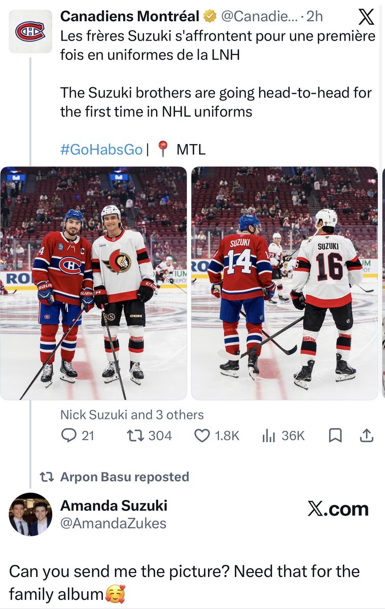 DanKramerHabs's tweet photo. Genuinely nothing sweeter than #Habs Nick Suzuki’s parents. https://t.co/6Xp4aT9nSh
